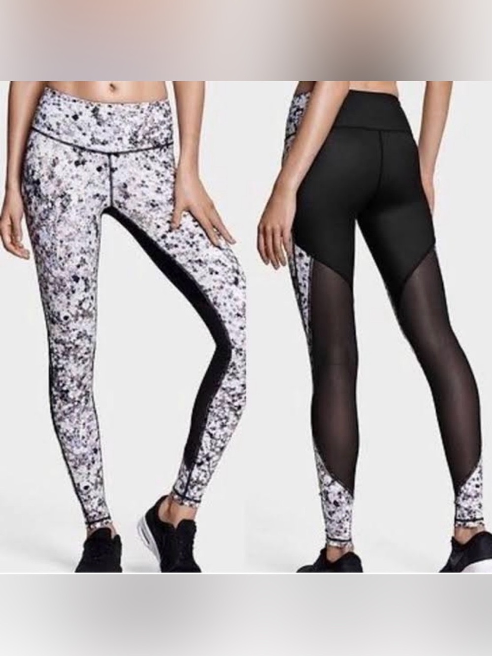 Victoria’s secret Sport Woman’s Sm White Floral Print Leggings Back Mesh Cutouts